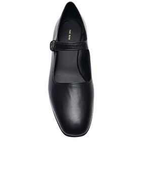 The Row 
Ava Black Leather Mary Jane Strap Loafer